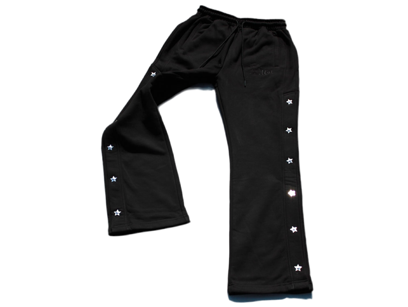MOIFOREVA BLACK STAR-STUDDED TRACK PANTS