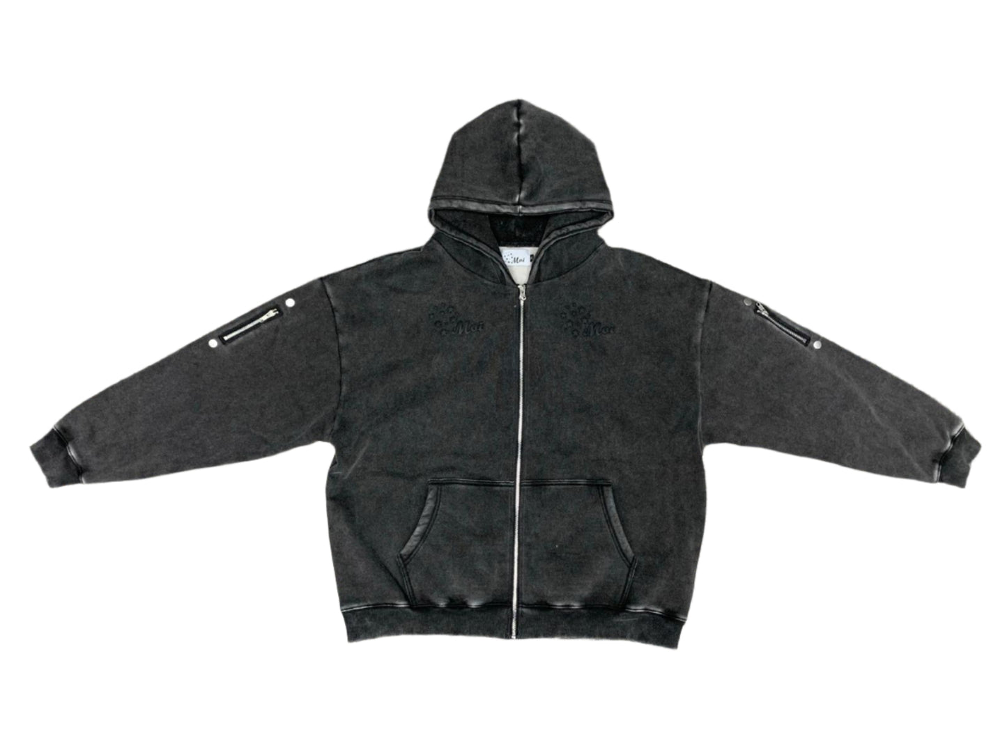 MOIFOREVA VINTAGE WASH ZIPPER HOODIE