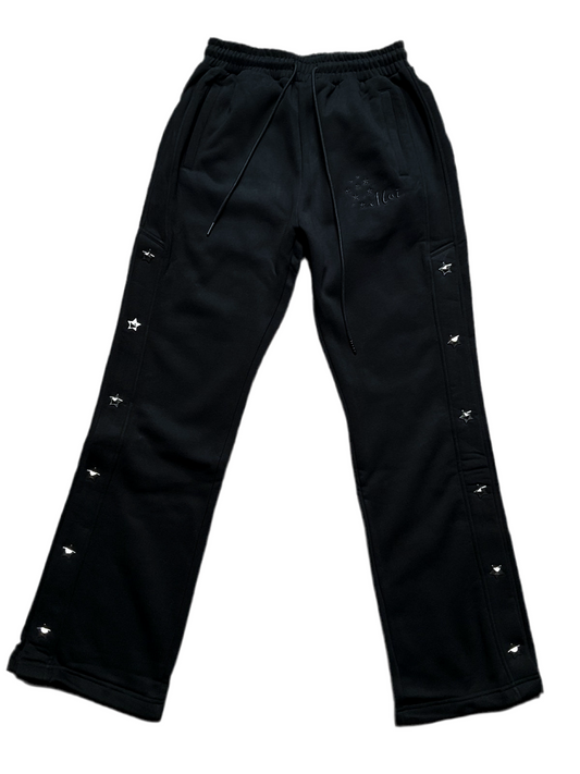 MOIFOREVA BLACK STAR-STUDDED TRACK PANTS