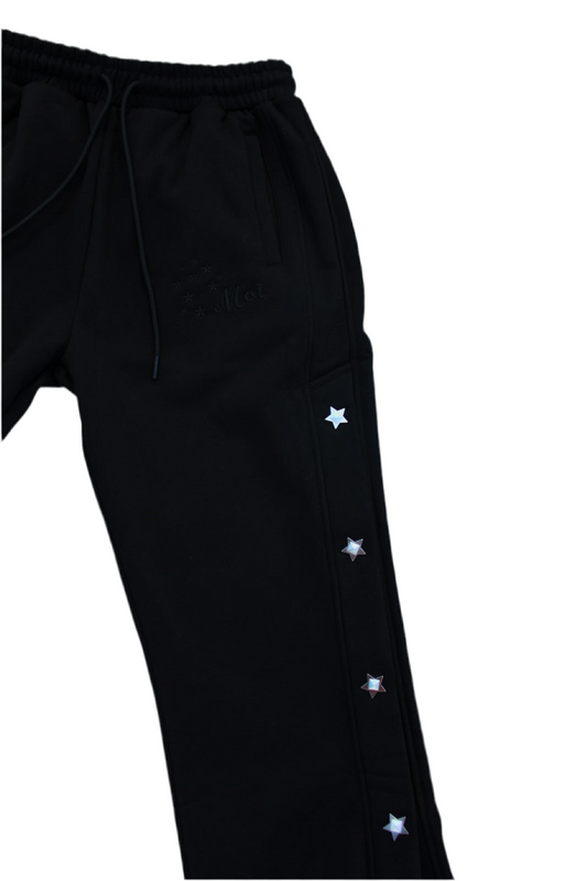 MOIFOREVA BLACK STAR-STUDDED TRACK PANTS