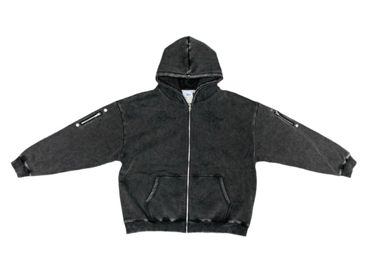 MOIFOREVA VINTAGE WASH ZIPPER HOODIE